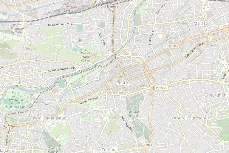 Hartă a centrului orașului Cluj-Napoca